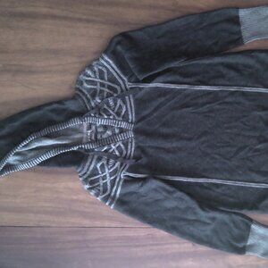 Eddie Bauer Women's pullover V-neck knit sweater hoodie black gray small